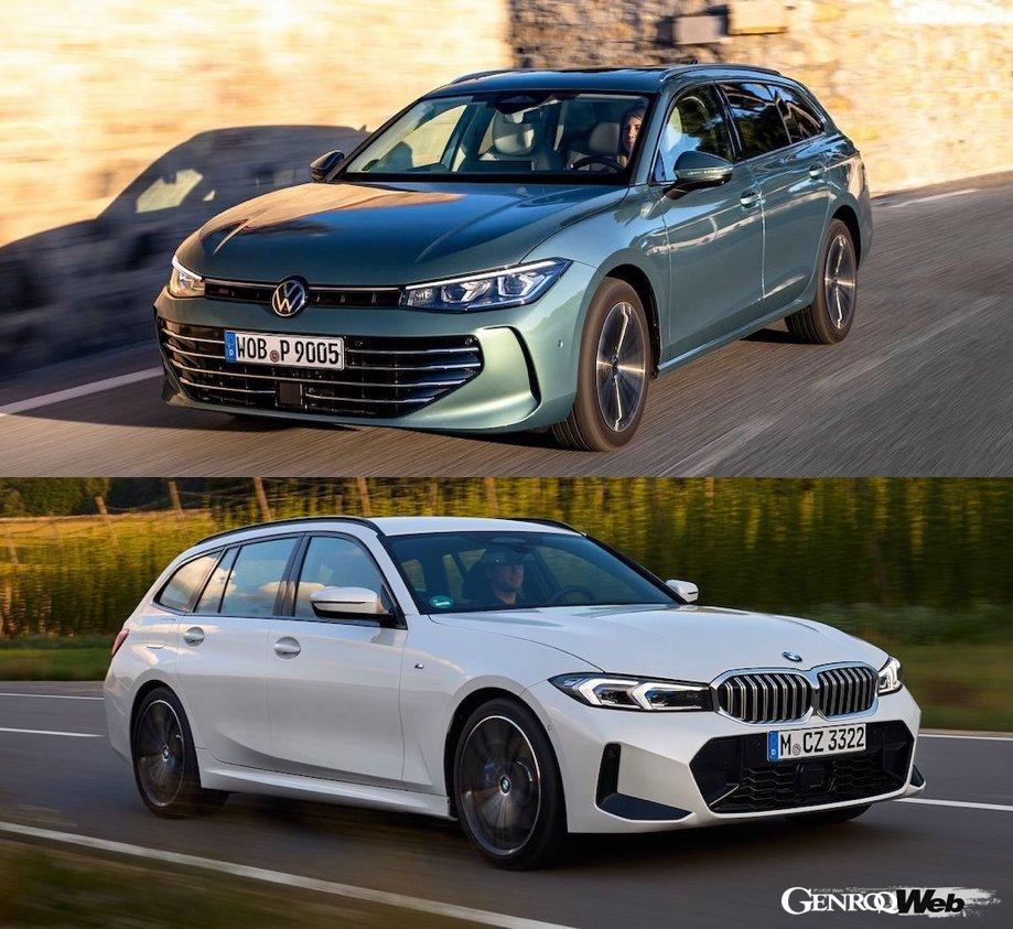 Comparing the specs of the “Volkswagen Passat” and “BMW 3 Series Touring,” both of which are “e