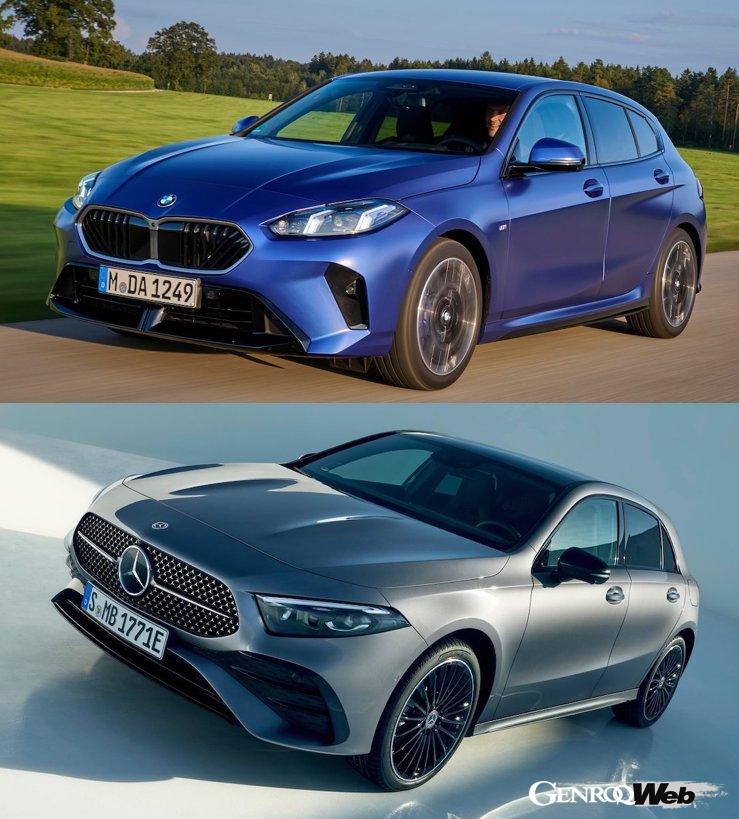 Compare the BMW 1 Series and Mercedes-Benz A-Class by size, engine, equipment, and price