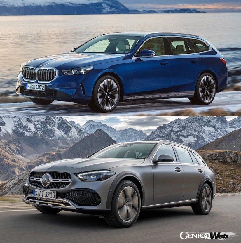 Comparing the specs of the crossover-heavy “BMW 5 Series Touring” and “Mercedes-Benz C-Class All-Terrain