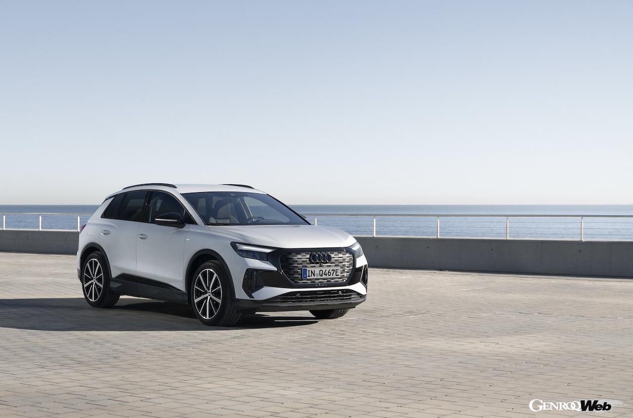 The entry-level Audi Q4, the Q4 40 e-tron, debuts in Europe. “It’s priced affordably but has a range of over 400k