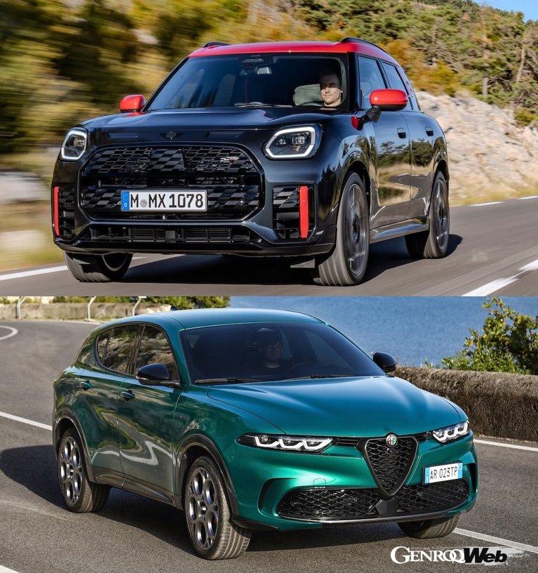 Two high-performance SUVs: the pure-engine MINI JCW Countryman and the semi-electric Alforomeo Tonale [Specs Comparison]