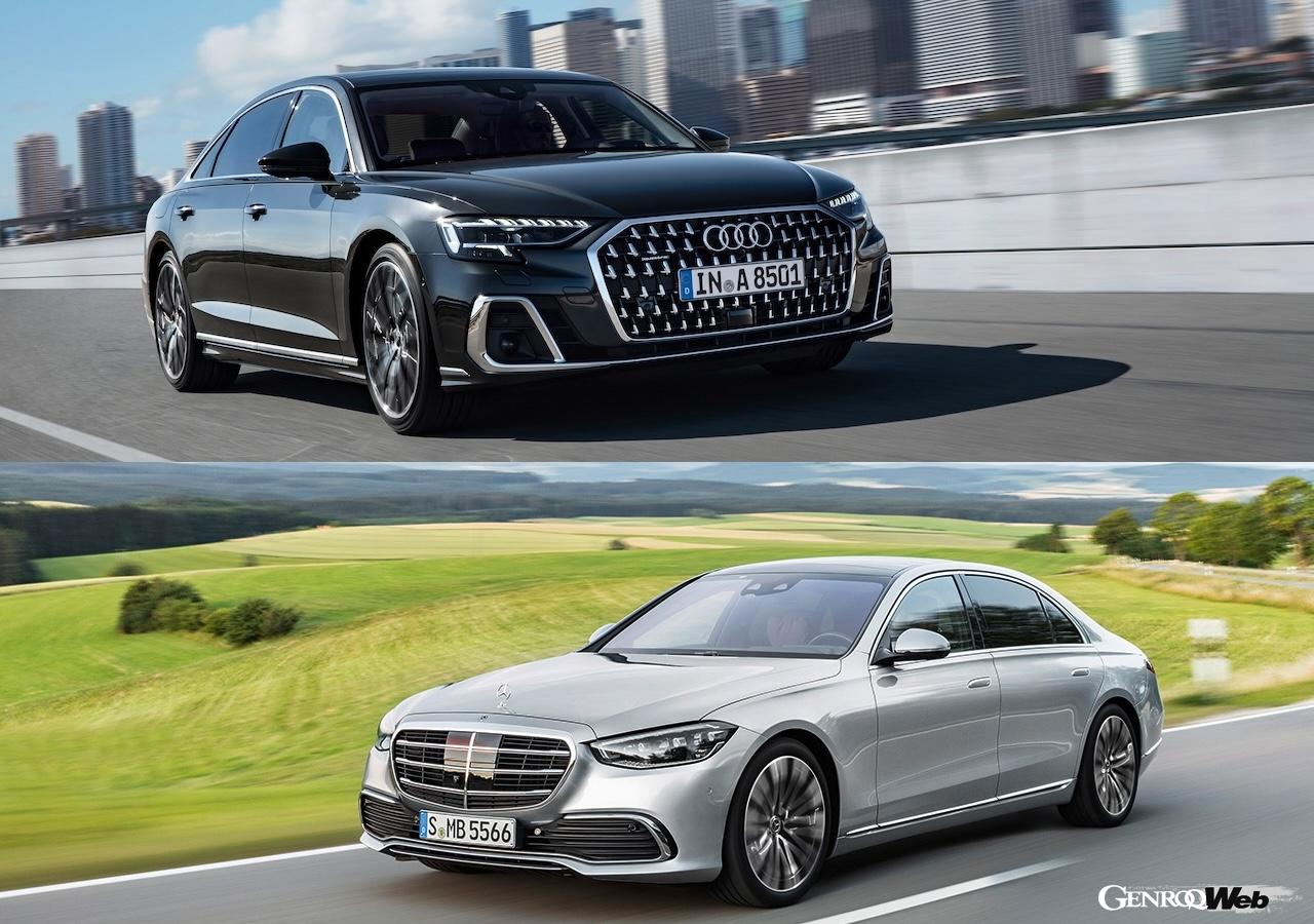 Comparing the German luxury saloons “Mercedes-Benz S 450 d 4MATIC” and “Audi A8 55 TFSI quattro,” whi