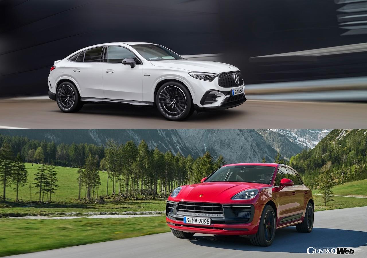 Spec comparison of the sports car-like SUV “Mercedes-AMG GLC 43 4MATIC Coupe” vs. “Porsche Macan GTS”