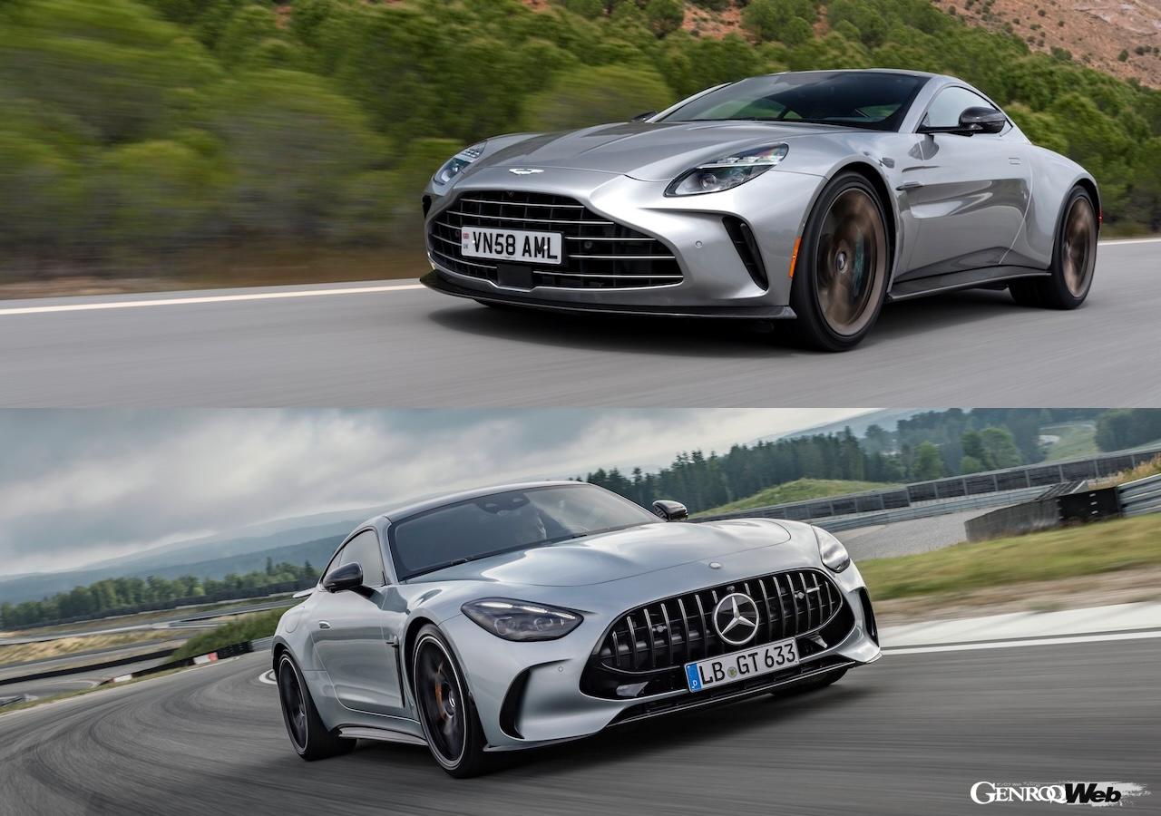 Spec comparison between the Aston Martin Vantage and Mercedes-AMG GT 63, both of which have the same engine