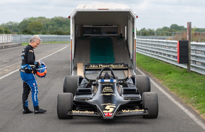 Legendary driver Jan Lammers drives his memorable Lotus Type 79 at Hethel