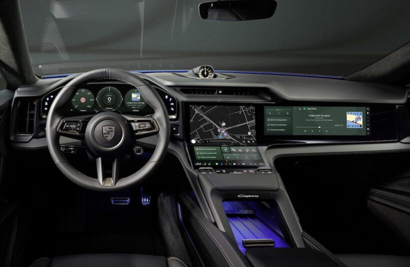 What is the “Flow Display,” the largest display in Porsche history introduced in the EV Cayenne?